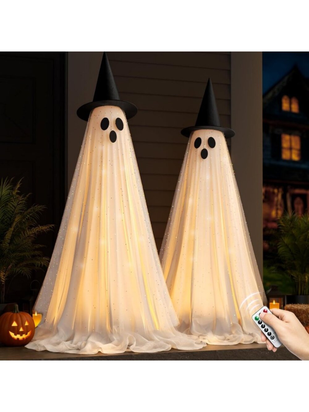 Light Up Ghosts Halloween Decor - 5.5 FT Outdoor & Indoor Spooky Party